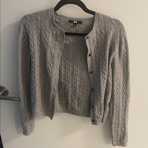 Uniqlo Gray Women's Cable Knit Cardigan, M